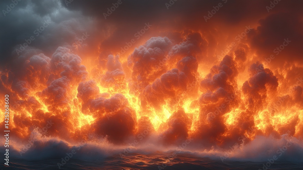 Fiery clouds over a dark horizon Fiery clouds over a dark horizon