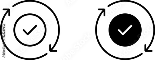 Auto update complete, sync check symbol icon vector design