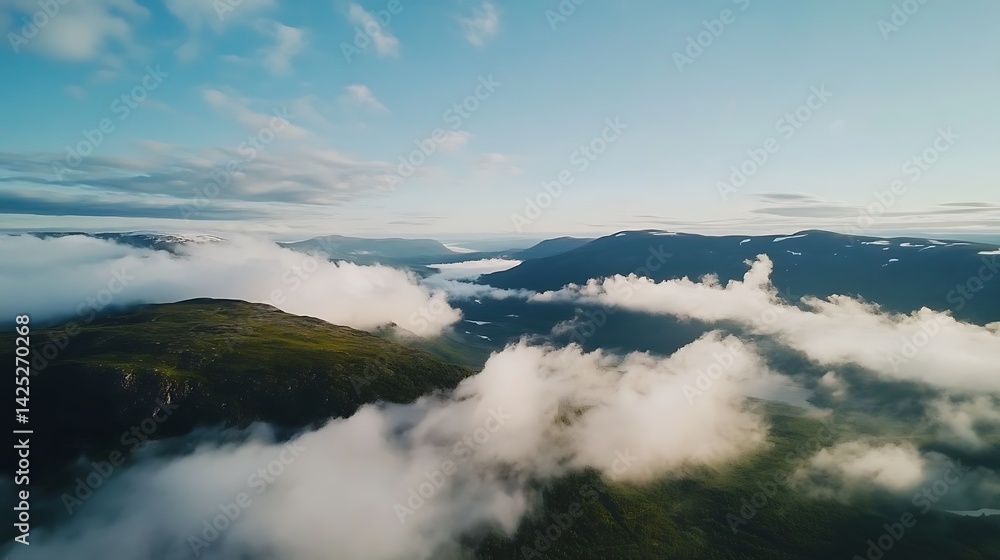 Misty mountain range vista at dawn. Misty mountain range vista at dawn.