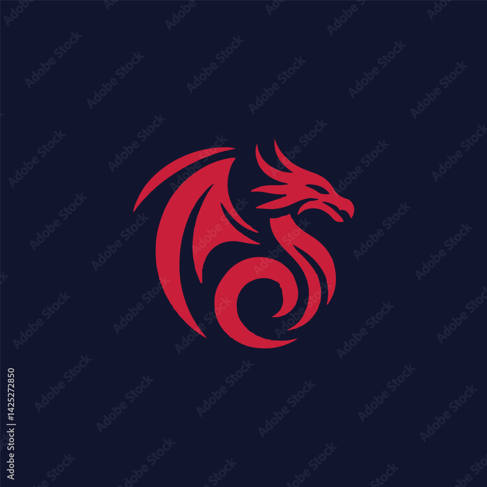 Naklejka premium Red dragon logo