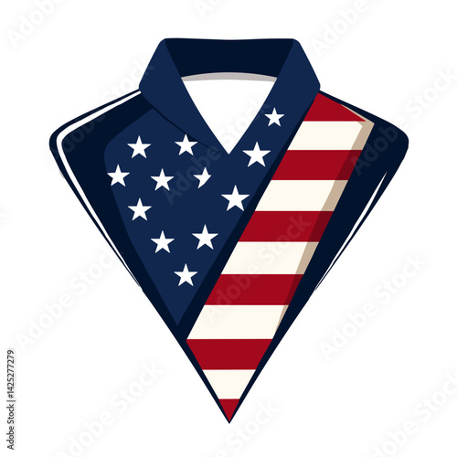 Bold American flag lapel pin illustration, symbolizing pride