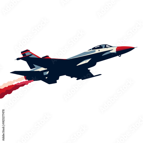 Dynamic jet flyover with smoke trails in pop art style, national pride