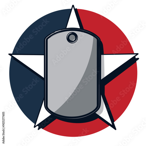 Dog tag illustration on star background, symbolizing honor and sacrifice