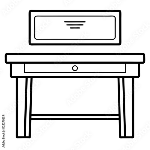 Office desk with nameplate  with white background 
