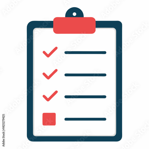 Clipboard with checklist with white background 