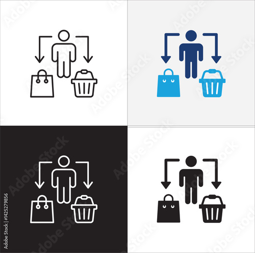 Consumer icon. online shopping user buyer icon. Shopper symbol. Customer sign. Icon symbol suitable for self service store, customer, buy. Vector  illustration