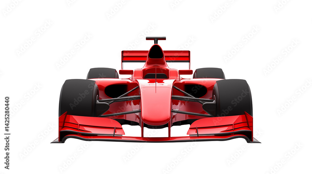 Naklejka premium Front view of a red formula one racing car on a transparent background