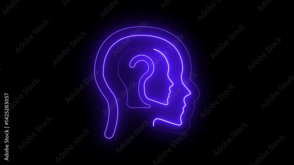 Glowing neon mind icon isolated on black background. HD Video motion graphic animation icon Glowing neon mind icon isolated on black background. HD Video motion graphic animation icon