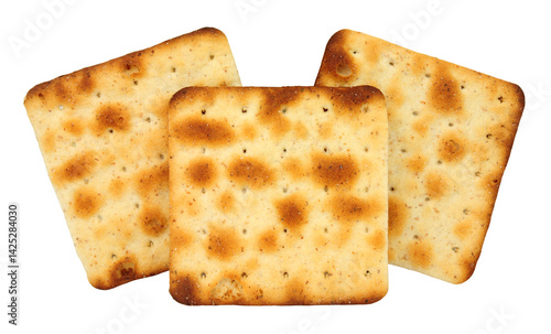 Group of cream crackers savoury cheese biscuits isolated on a white background