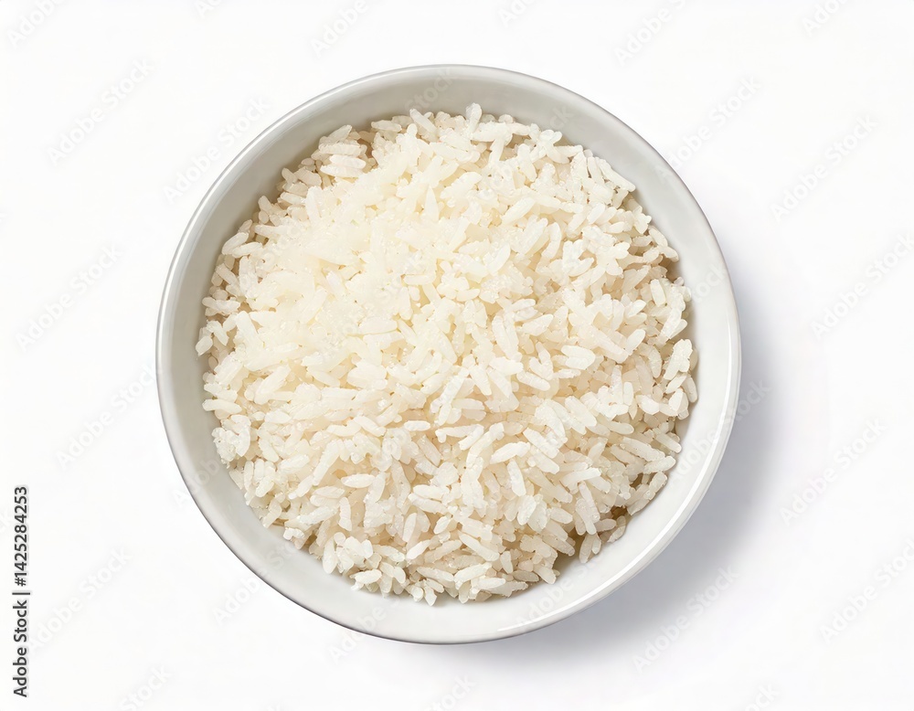 Simple Bowl of Cooked White Rice: A Clean and Minimalist Food Image Simple Bowl of Cooked White Rice: A Clean and Minimalist Food Image