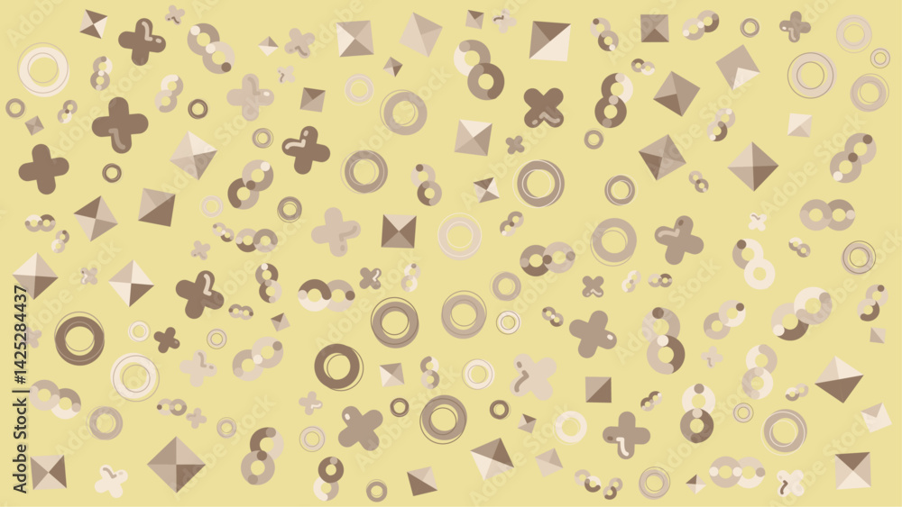 Background of abstract brown shapes on a yellow background. Suitable for presentations, web design, print materials, and digital art projects. Background of abstract brown shapes on a yellow background. Suitable for presentations, web design, print materials, and digital art projects.