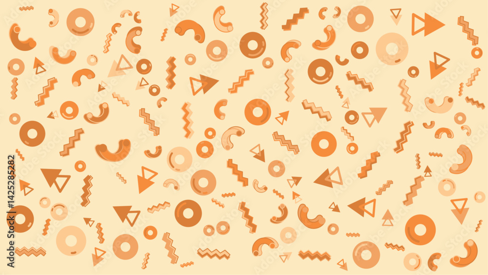 Pattern of orange geometric shapes on a light yellow background, perfect for vibrant backgrounds, digital designs, packaging, or textiles. Pattern of orange geometric shapes on a light yellow background, perfect for vibrant backgrounds, digital designs, packaging, or textiles.