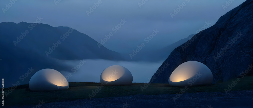 Serene Mountainside Shelters