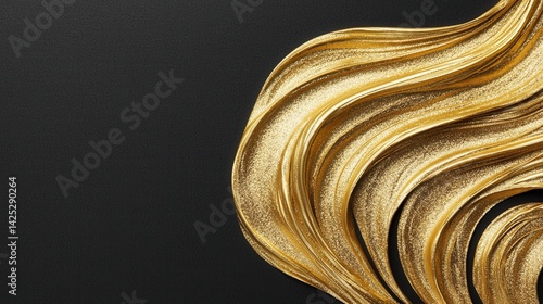 Wallpaper Mural Shimmering Gold Paint Stroke on Black Background for Design Projects Torontodigital.ca