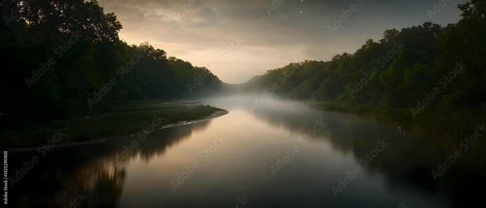 Misty River at Dawn