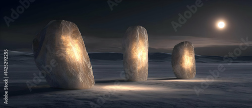 Obraz na płótnie Illuminated Glacial Monoliths w salonie