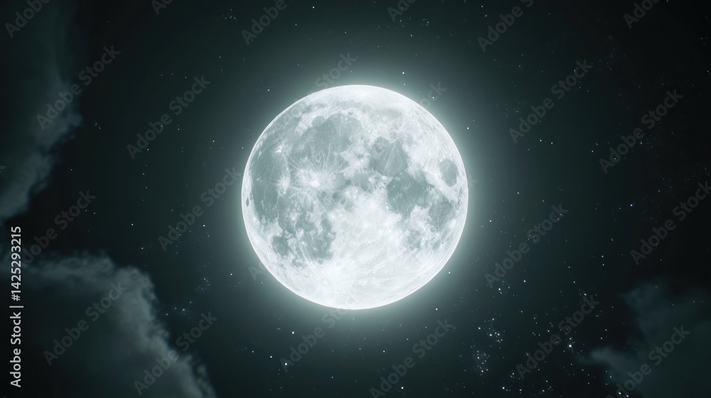 Obraz premium Full Moon Night Sky: Celestial Majesty