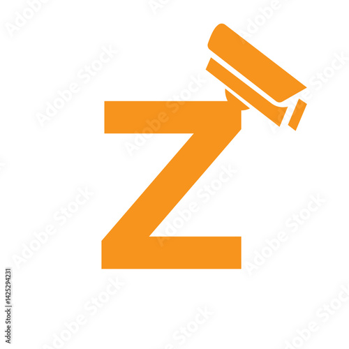 Initial Letter Z Security Camera Icon, CC tv Symbol Vector Template