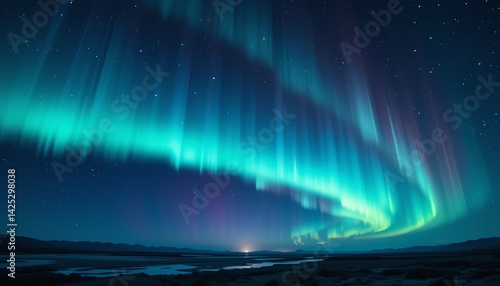 Wallpaper Mural Stunning Aurora Borealis Display over a Serene Landscape at Night Torontodigital.ca