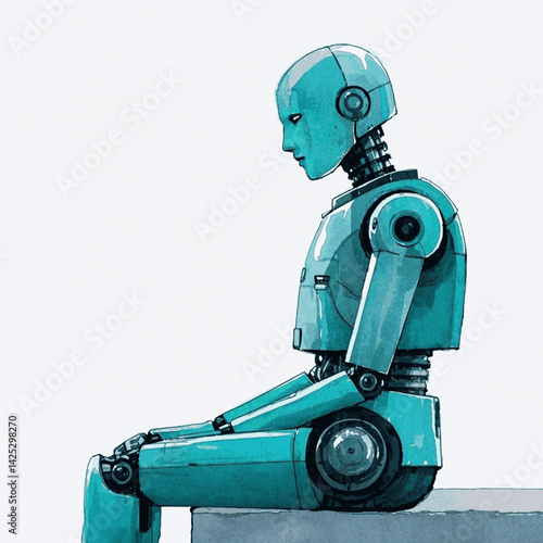 Circuitry and canvas robot isolated watercolor vector illustration svg 