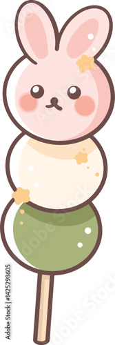 Cute rabbit dango on a stick