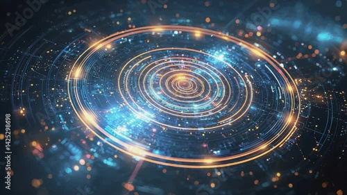 Cosmic Circuitry: A vibrant digital art piece, featuring intricate circuitry patterns intertwined with celestial elements, sparking curiosity and wonder.