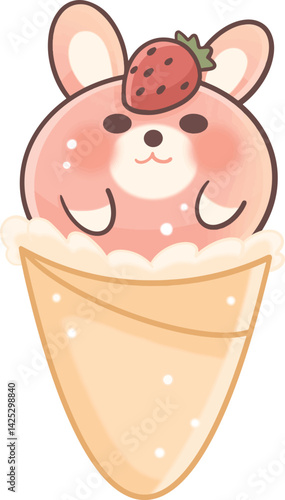Cute kawaii Strawberry Crepe Bunny