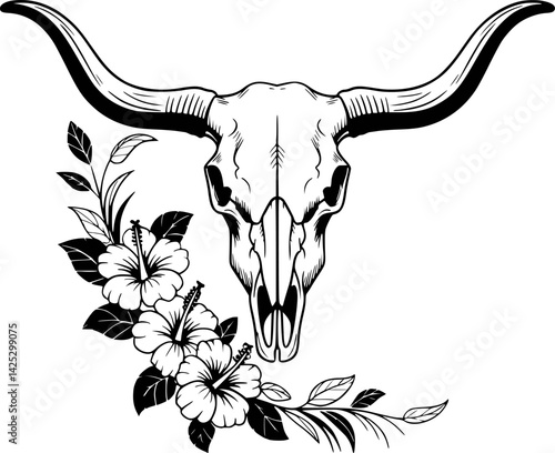 Bull skull ,Cow with flowers svg files