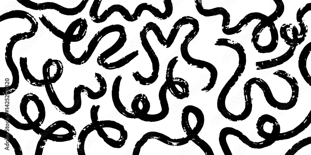 abstract pattern featuring bold, hand-drawn brush stroke lines, loops, squiggles, and grunge ink textures on a white background. abstract pattern featuring bold, hand-drawn brush stroke lines, loops, squiggles, and grunge ink textures on a white background.