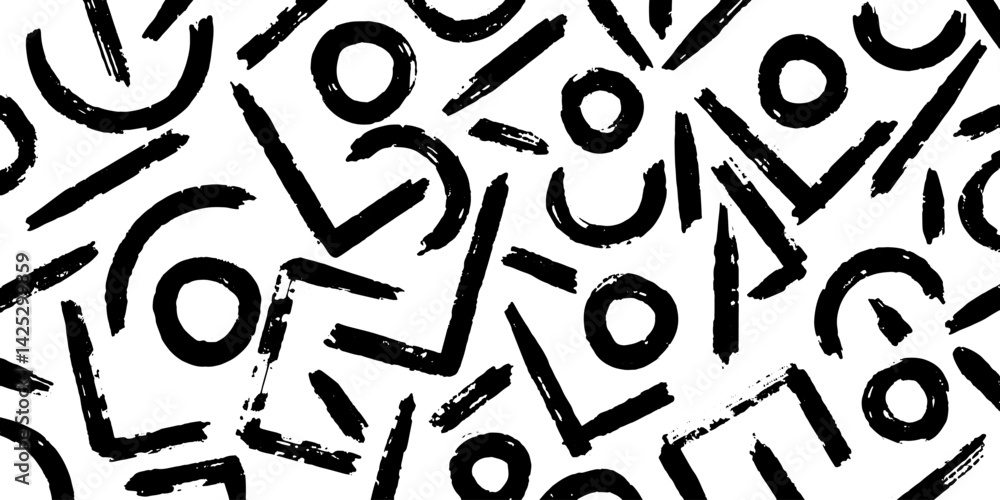 abstract pattern featuring bold, hand-drawn brush stroke lines, loops, squiggles, and grunge ink textures on a white background. abstract pattern featuring bold, hand-drawn brush stroke lines, loops, squiggles, and grunge ink textures on a white background.