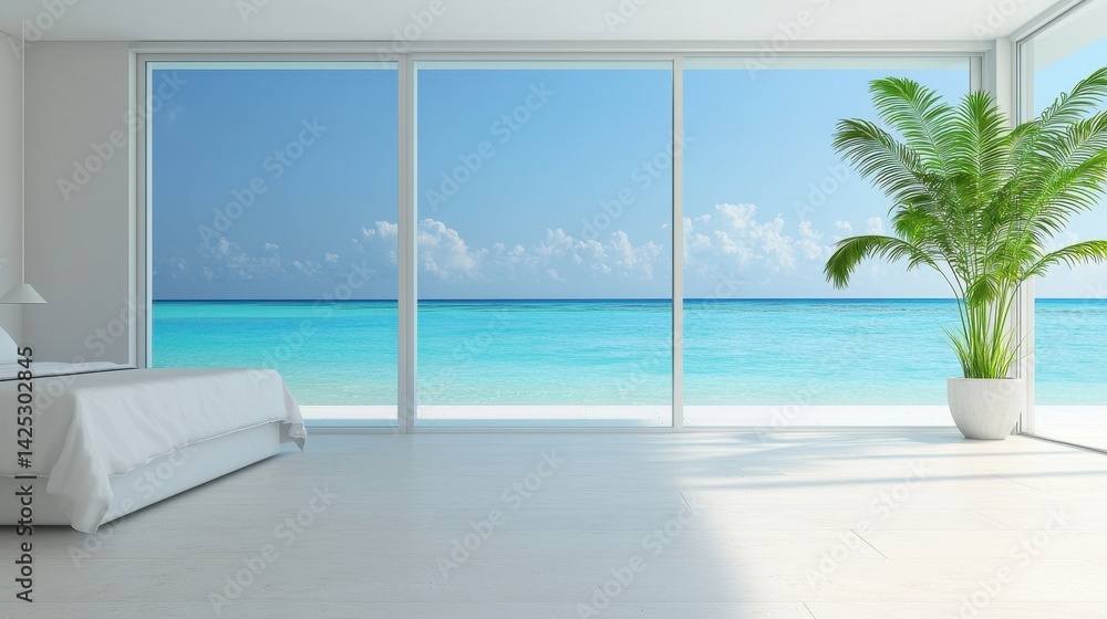 Modern Bedroom with Ocean View and Bright Natural Light Modern Bedroom with Ocean View and Bright Natural Light