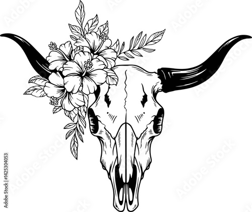 Bull skull ,Cow with flowers svg files