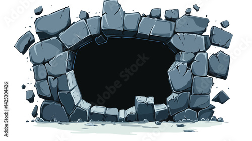 Playful Cartoon Vector Background Featuring a Hole in the Wall Design