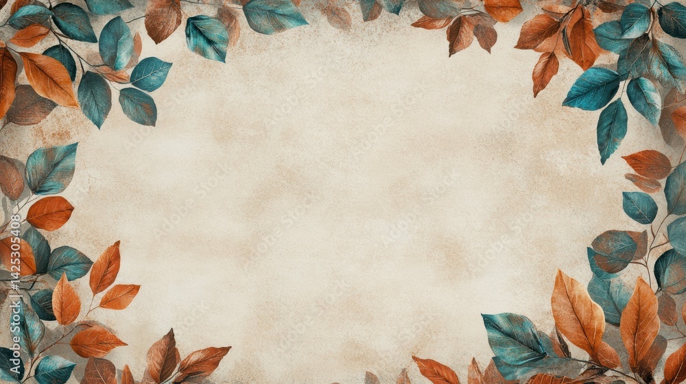 Autumn leaves frame on textured background with copy space. Autumn leaves frame on textured background with copy space.