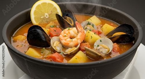 Seafood Stew with Mussels Shrimp and Clams © zerostudio.id