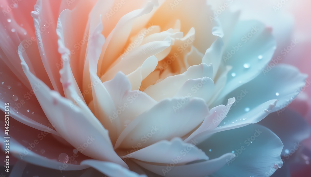 Obraz premium Delicate Pastel Flower Petals with Water Droplets Close Up Macro Shot