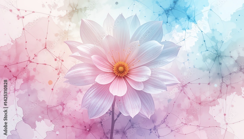 Obraz premium Delicate Pastel Flower Blossom on Watercolor Background Artistic Floral Design