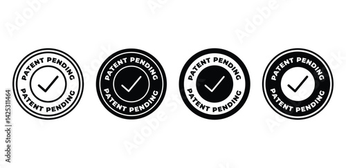 Patent Pending Icons Black and White Checkmark Seals Vector Design