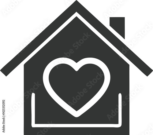 House Icon with Heart Shape in Center Isolated on Transparent Background Design