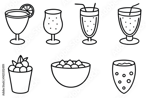 gazpacho line art vector drawing with summer vibes