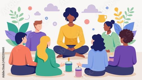 A group of curious individuals learning about the power of essential oils in a beginners aromatherapy class at a local holistic wellness center..