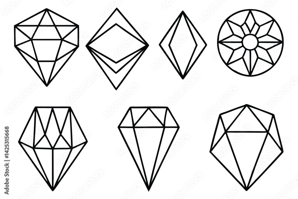 gemstones line art hand sketched decorative stone layout gemstones line art hand sketched decorative stone layout