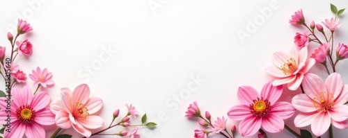 Pastel floral bouquet card template, white & pink background, frame, cards