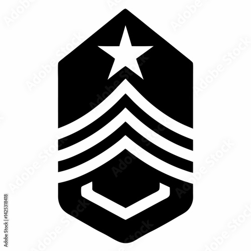 Sergeant rank icon black vector on white background.