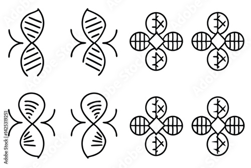 genetic inheritance line art biology focused hand drawn graphic