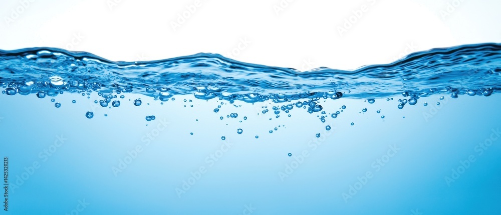 Glimmering Surface of Fresh Blue Water with Bubbles and Light Reflections Glimmering Surface of Fresh Blue Water with Bubbles and Light Reflections