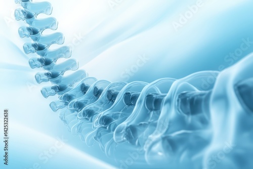 Obraz na płótnie 3D representation of a human spine against a light blue background in a clinical setting w salonie