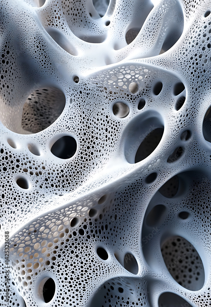 Abstract 3D render of organic gray and white mesh structure, Premium AI-generated image Abstract 3D render of organic gray and white mesh structure, Premium AI-generated image