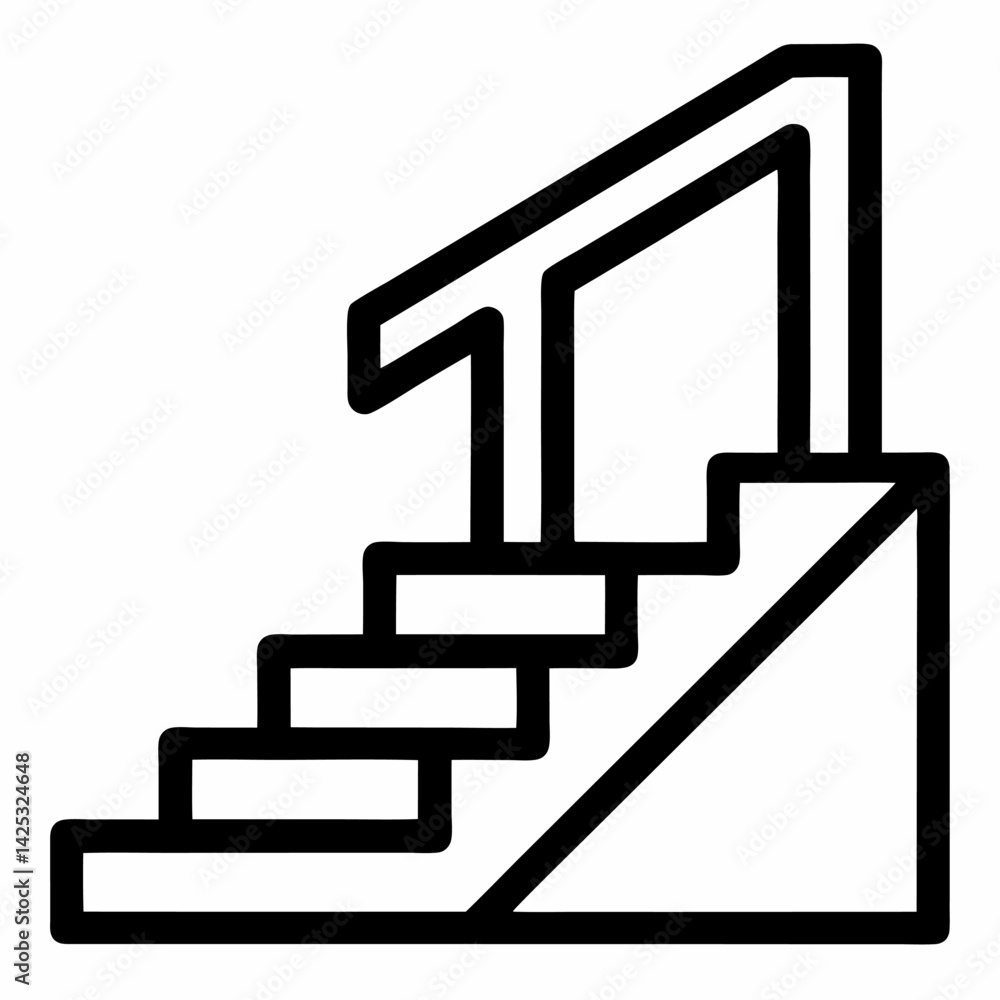 Stairs or stairwell sign line art black vector on white background. Stairs or stairwell sign line art black vector on white background.