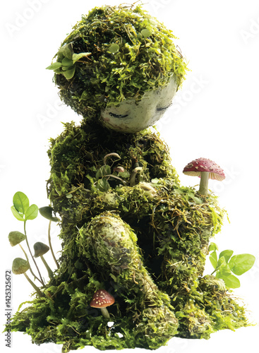 An isolated humanoid moss on white background, vector, png